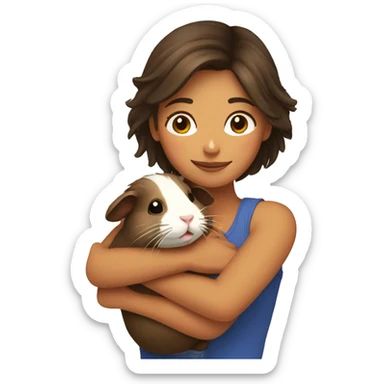Woman hugging a guineapig sticker