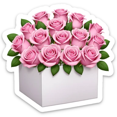 bouquet of pink 30 roses in a white box sticker