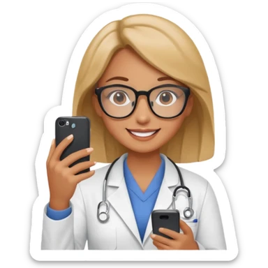 A cute veterinarian girl that watching a movie on her phone sticker