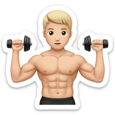 holding dumbbells by hip-side and shrugging shoulders up sticker