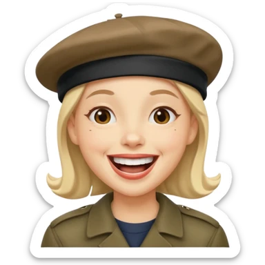 laughing emoji with beret sticker