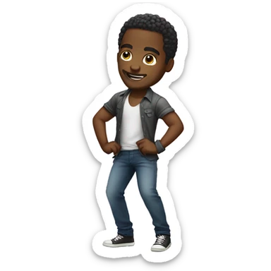 african american man twerking chibi style sticker