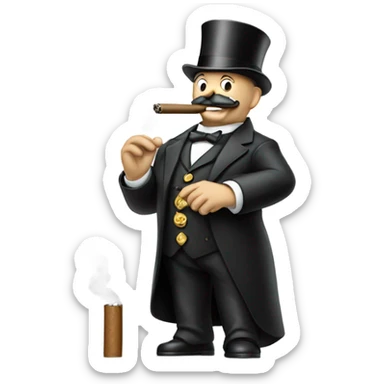 monopoly man with a chain and smoking a cigar sticker