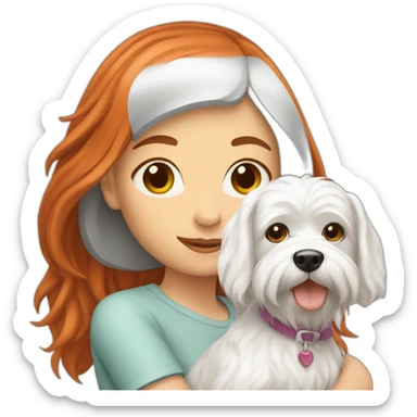 Red-haired girl with Maltese dog sticker