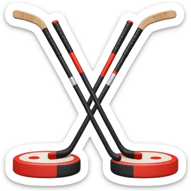 two hockey sticks crossing and a puck sticker