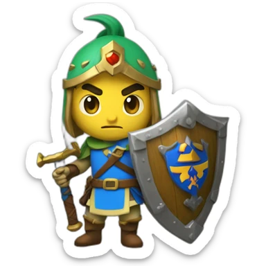 Zelda swordsman with his shield sticker