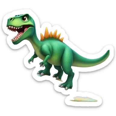 Dinosaur wearing a tutu and surf boarding in the sea sticker