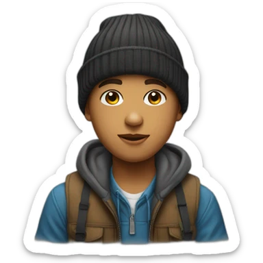 cool beanie boy portrait sticker