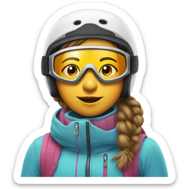 Girl skiing with goggles sticker