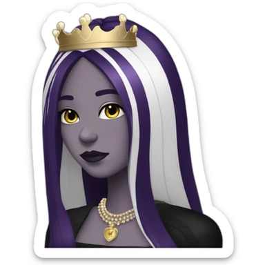 Queen white gothic girl long dark black and purple hair sticker