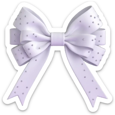 white bow with ribbon tails and sparkles sticker