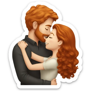A redhead kissing a chestnut-haired man sticker