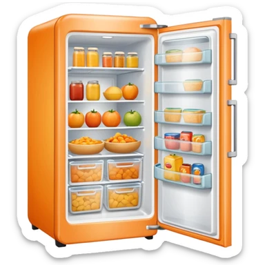 Hi refrigerator ! 
light orange color 
size: 512*512 
inside: full of food sticker