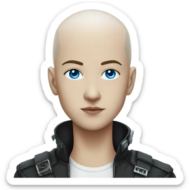 V, Cyberpunk, white, shaved heads, blue eyes sticker