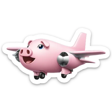 A plane being controlled by a pig sticker