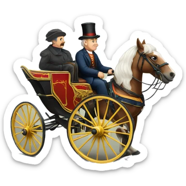 a man sits in a horse-drawn carriage from Russia in the 19th century sticker