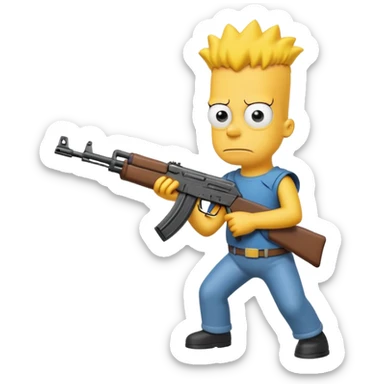 Bart simson qui tien une kalash et ki tire en l'air  sticker