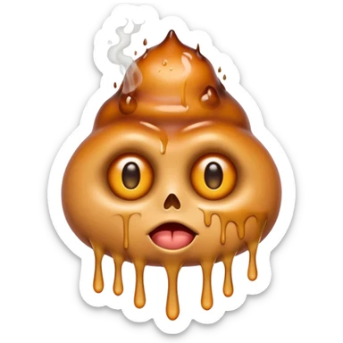 EXTREMELY Geeked Emoji of a sebacous gland cell smoking with freaky eyes and leaking and melting sticker