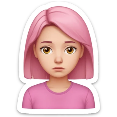 sad 30 year old woman pink shirt sticker