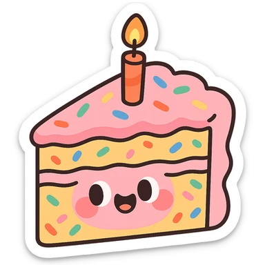 slice of funfetti birthday cake sticker