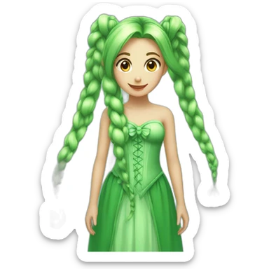 super long green big twintails, fairy princess sticker
