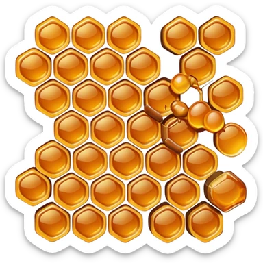A natural honeycomb panel filled with amber honey. sticker