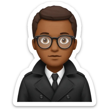 black man in black trenchcoat and glasses sticker