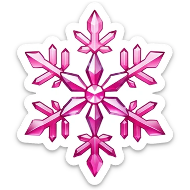 Pink crystal gemstone snowflake  sticker
