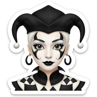 make a black and white jester uniform with white makeup and black lipstick sticker