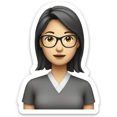 asian female teacher with glasses sticker