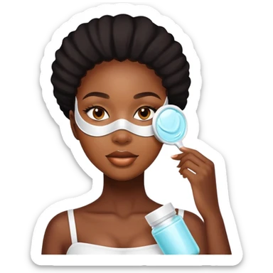 Black girl doing skin care mask sticker