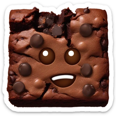 Gooey chewy soft chocolate brownie with mini chocolate chips  sticker