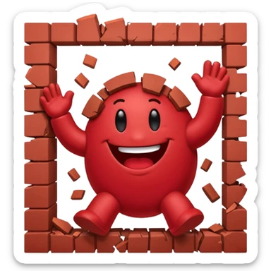 Kool Aid Man breaking through a wall with debris sticker