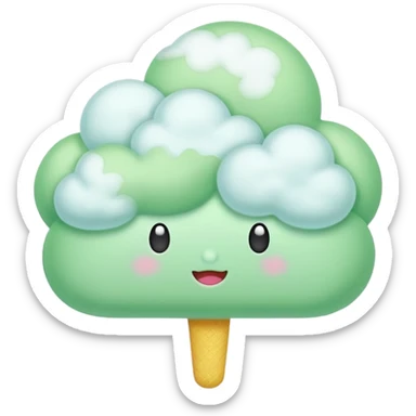 green Cloud Cotton Candy – light white puff, oversized and airy. sticker