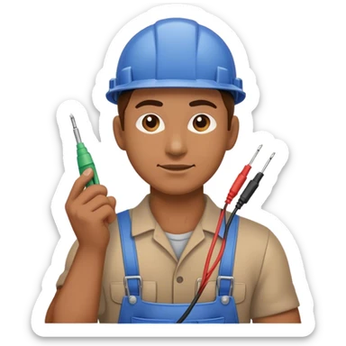 electrician holding wire sticker
