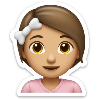 Mujer de piel clara y cabello oscuro abrazando a un oso de peluche de color café claro donde los dos se ven felices sticker