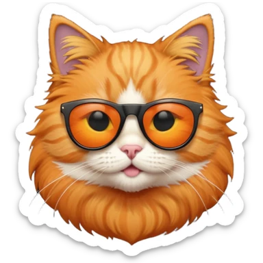 an emoji that is a ginger cat with black cool sunglasses sticker