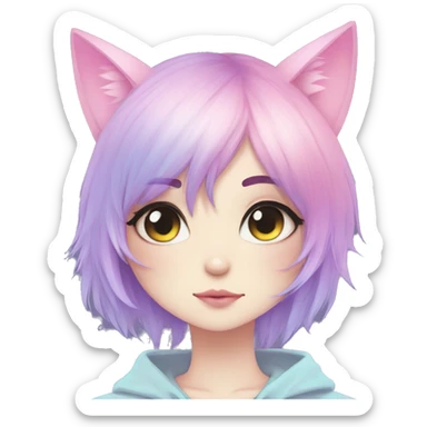 Cute Edgy Pastel Gradient Beautiful Anime Emo CatLady sticker