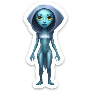 a heavenly alien woman full body sticker