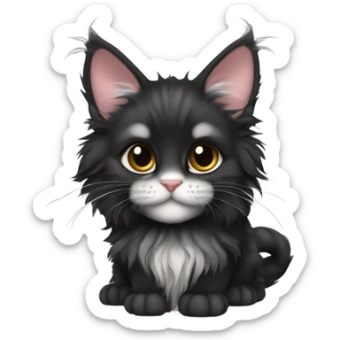 Black female maine coon kitten sticker