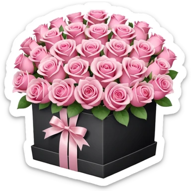 bouquet of pink 15 roses in a white box sticker