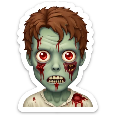 Zombie with lil bit curly medium brown hair  sticker