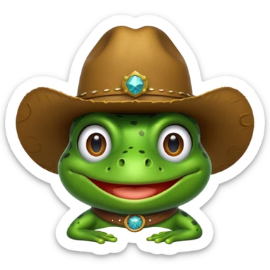 Frog wearing a cowboy hat  sticker