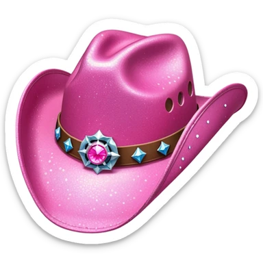 Pink sparkling cowboy hat sticker