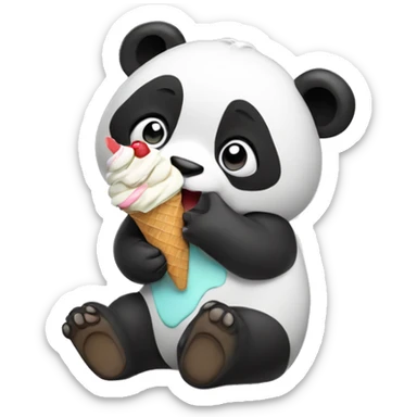 Panda eating ice cream sticker