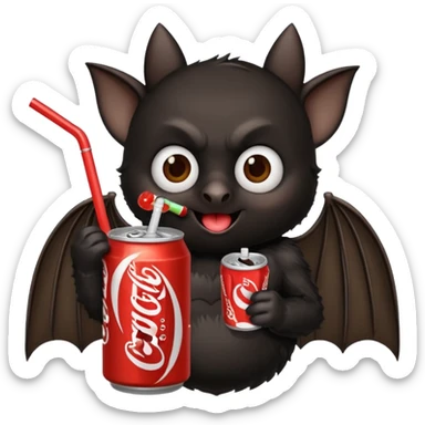 black bat drinkig soda sticker