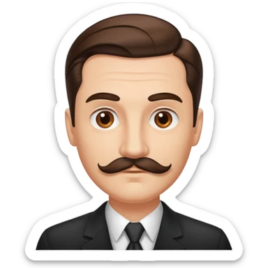 Brown mustache and slicked back hair man  sticker