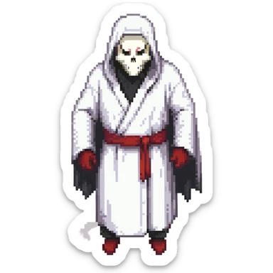 Ghostface, horror movie character with white mask and black robe sticker