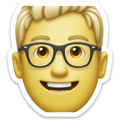 Cool guy smiling with teeth face yellow Emoji sticker