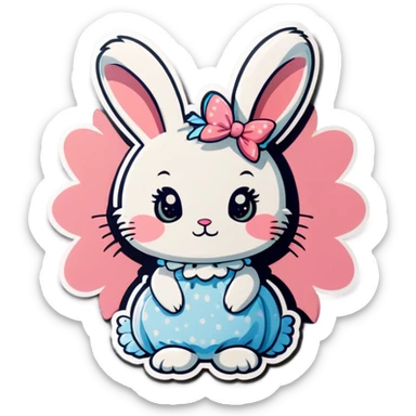 Cute feminine bunny with long eyelashes sticker